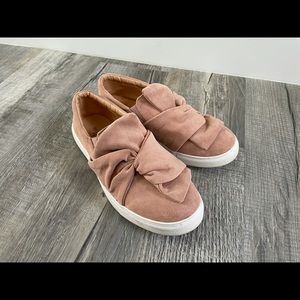 ADORABLE pink + tie slip on shoes!!